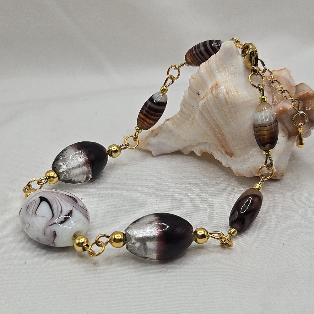 Hand Crafted Lampwork & Murano Glass Beaded Bracelet
